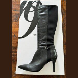 New in box Nine West pointed tall leather and fabric boots size 10